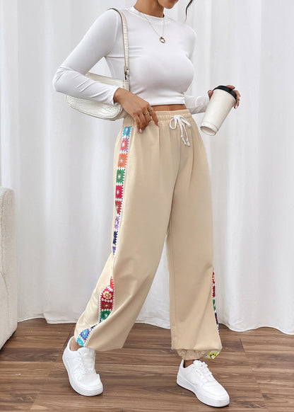 Pantalon ample femme rayures couture