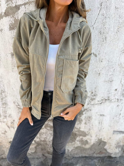 Veste Danila | Veste Zippée à Capuche Kaki