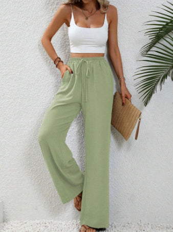 Pantalon Large Décontracté avec Cordon et Poches