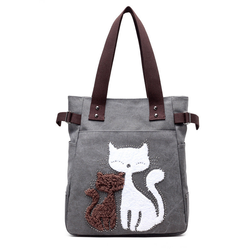 Sac en Toile avec Chat Mignon Appliqué