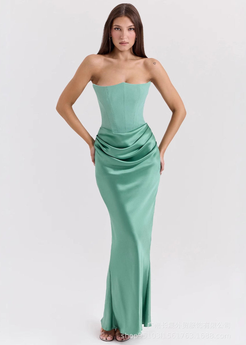 Robe longue bustier sexy élégante soirée Green