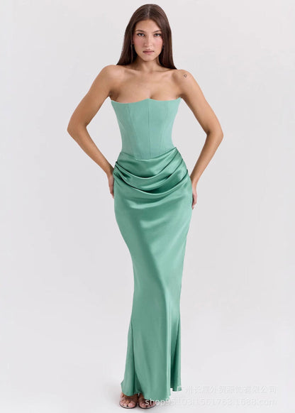 Robe longue bustier sexy élégante soirée Green