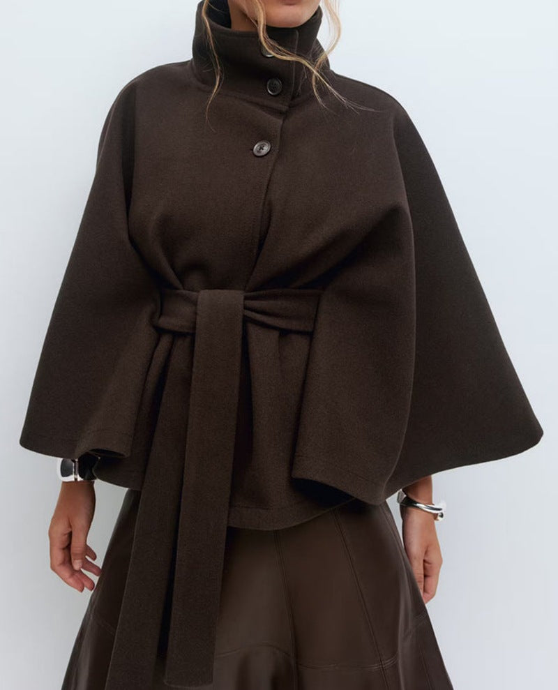 Veste cape ceinturée