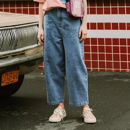 Léonie – Jean Large à Motif Ourson Zippé