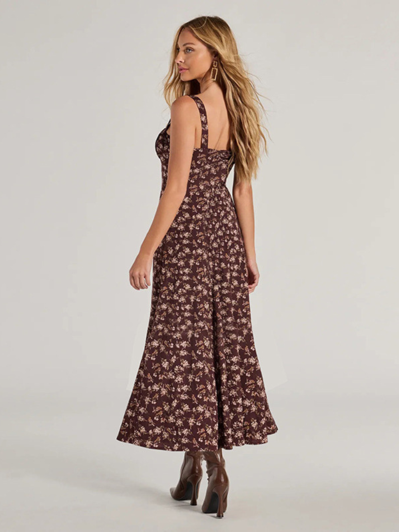 Robe Dos Nu Fendue Fleurie