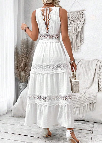 Robe Longue Blanche Dentelle Chic