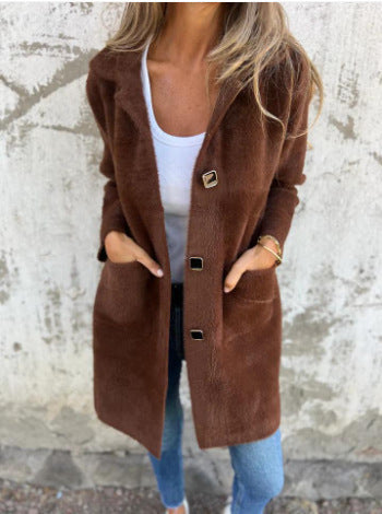 Manteau mi-long à col polo boutonné