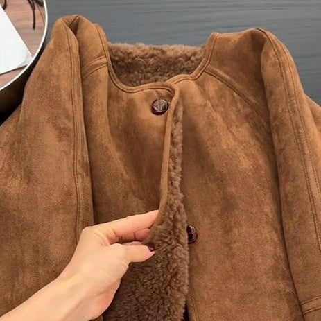 Veste courte doublée effet mouton