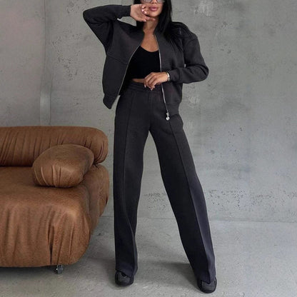 Ensemble FOLA, Veste Zippée et Pantalon Large Noir