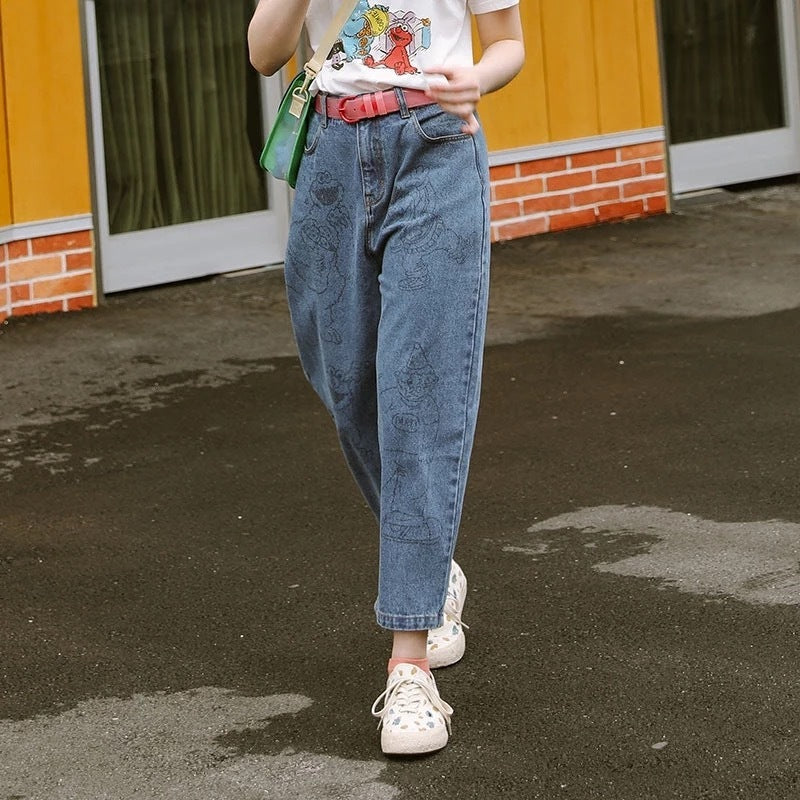 Léonie – Jean Large à Motif Ourson Zippé