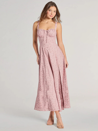 Robe Dos Nu Fendue Fleurie