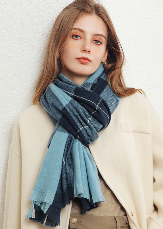 Écharpe épaisse femme imitation cachemire Bleu Taille unique