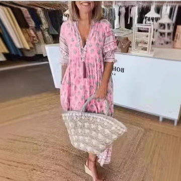 Robe Bohème à Manches Lanternes et Volants