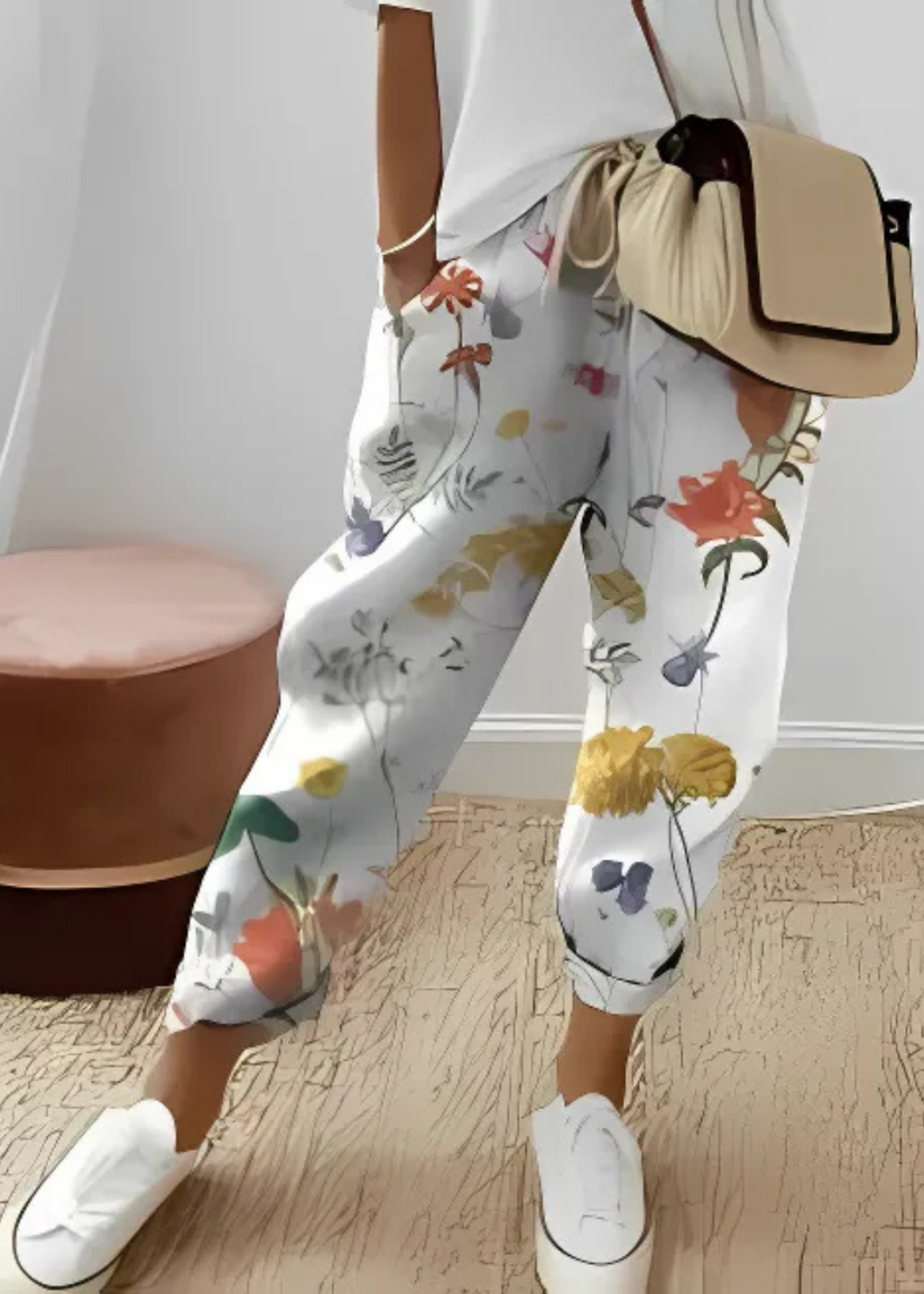 Pantalon Coton-Lin Femme Décontracté
