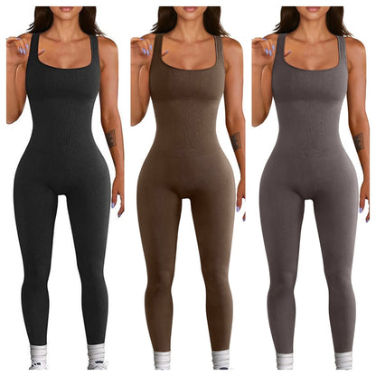 Tenue Tout-en-Un Décontractée à Bretelles Noir Gris Beige L