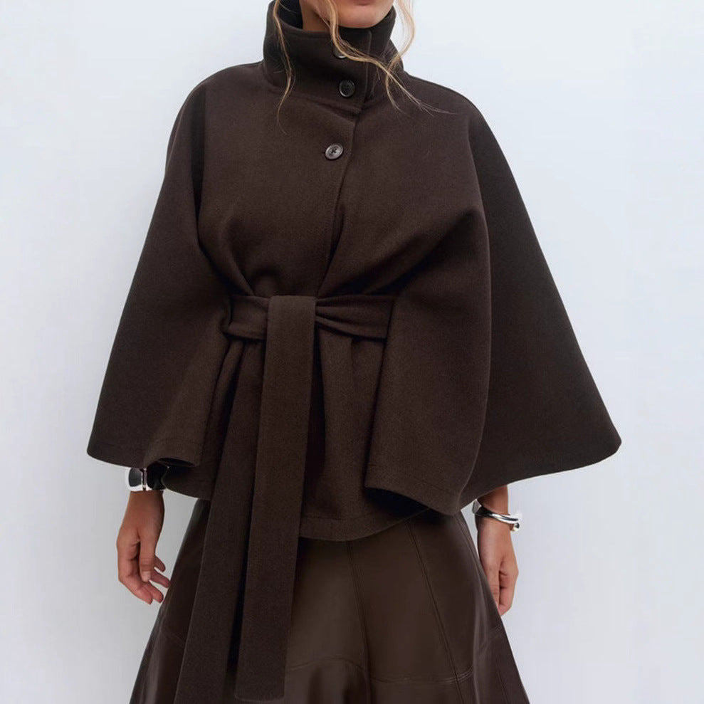 Veste cape ceinturée