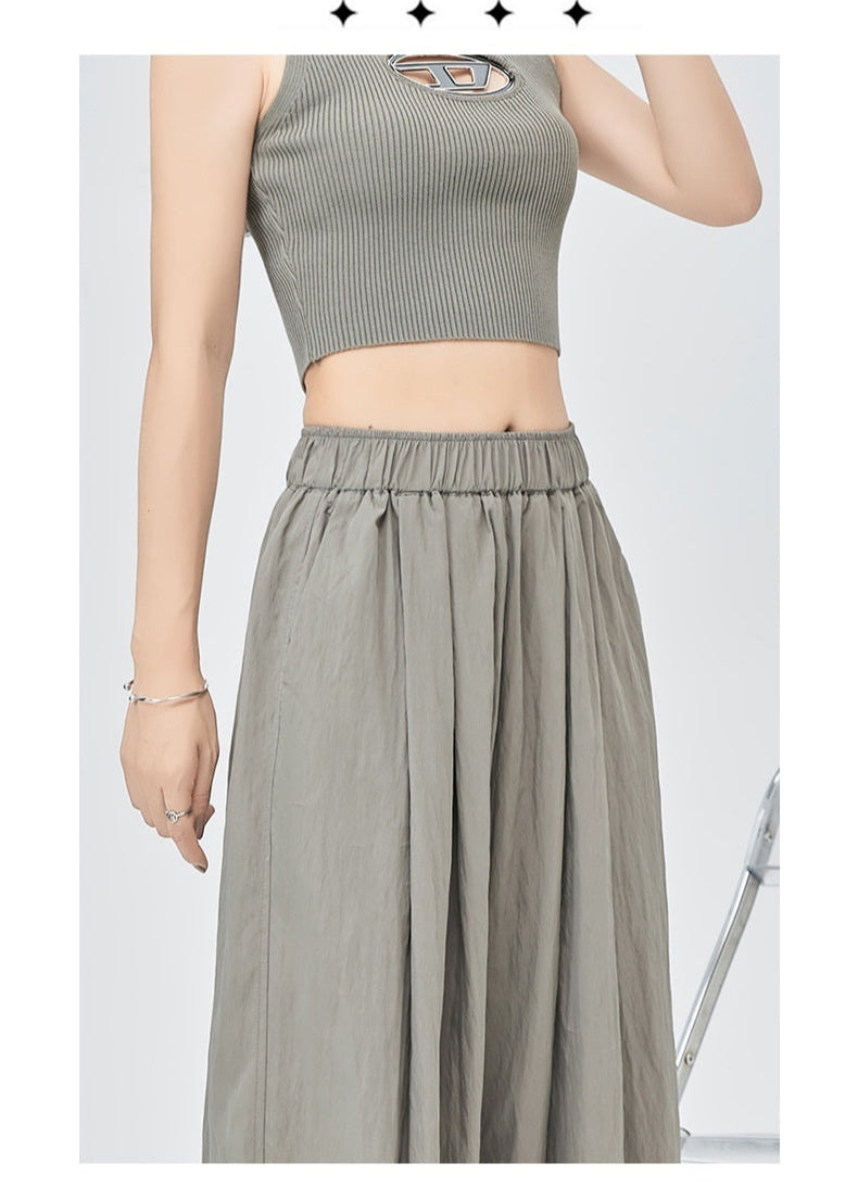 Pantalon large estival gris en Tencel