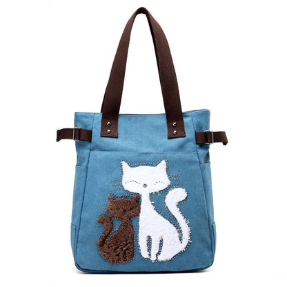 Sac en Toile avec Chat Mignon Appliqué