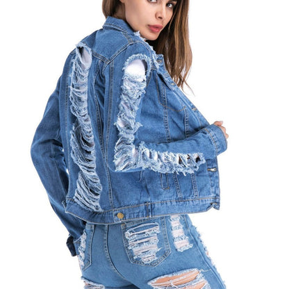 Veste Jean Effet Usé Grande Taille