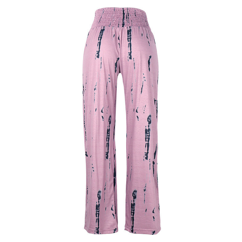 Pantalon Large Taille Haute à Imprimé Élégant