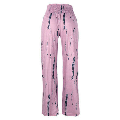 Pantalon Large Taille Haute à Imprimé Élégant