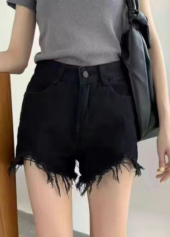 Jupe denim asymétrique anti-éclaircissements Noir