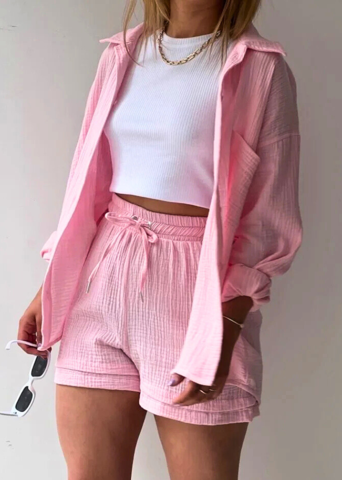 Chemise & Shorts Ensemble 2 pièces lin léger