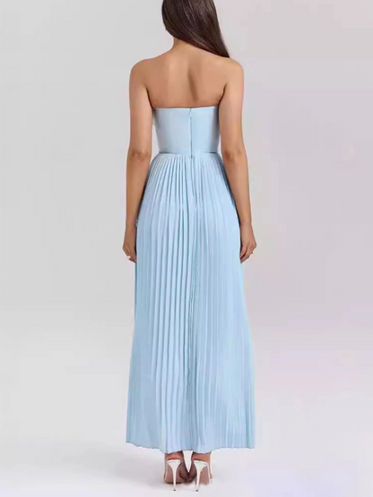 Robe Mode Élégante Sans Manches à Plis et Col V