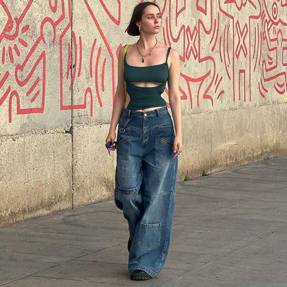 Jean Cargo Zippé Femme
