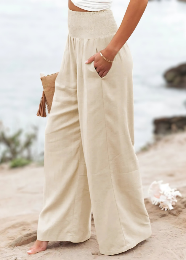 Pantalon Large Taille Haute Femme