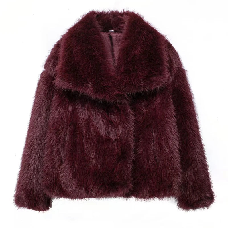 Manteau Hiver Chloé Élégance Douillette Rouge Bordeaux