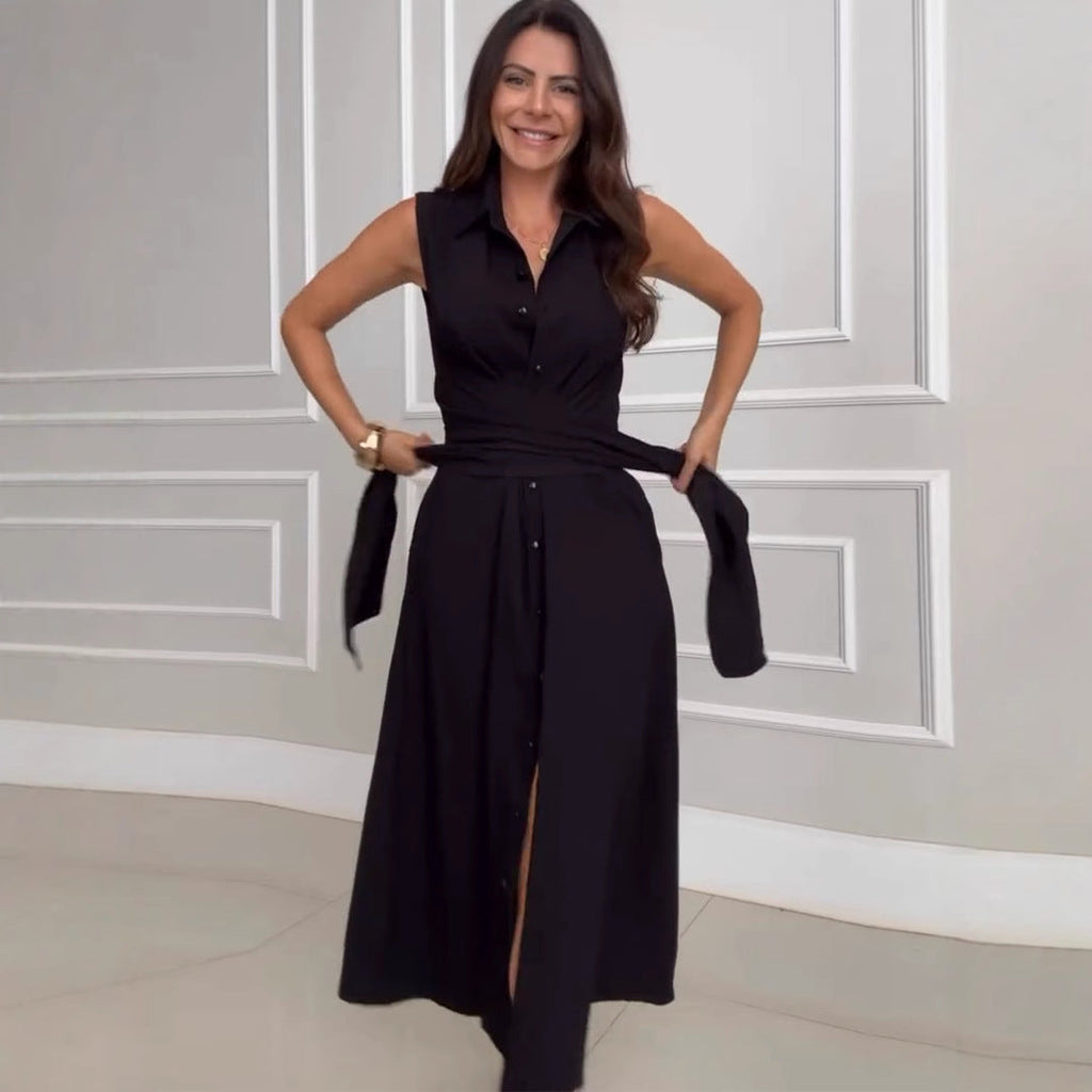 Robe Élégante à Décolleté en V avec Effet Deux-en-Un