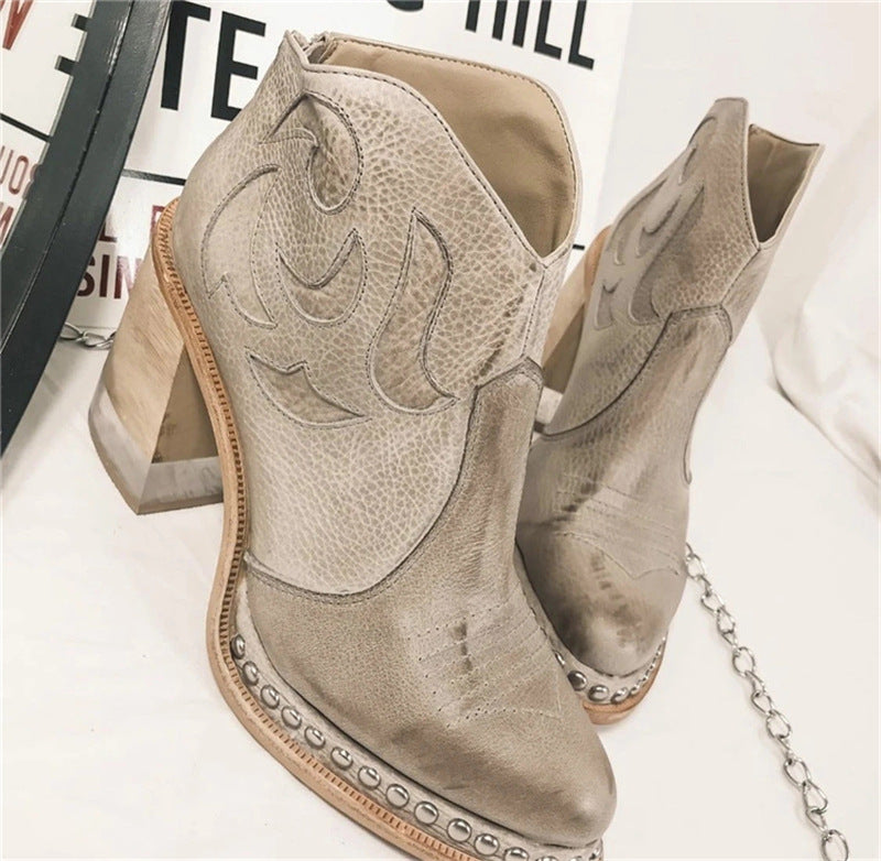 Bottines Élégantes à Talons Gris