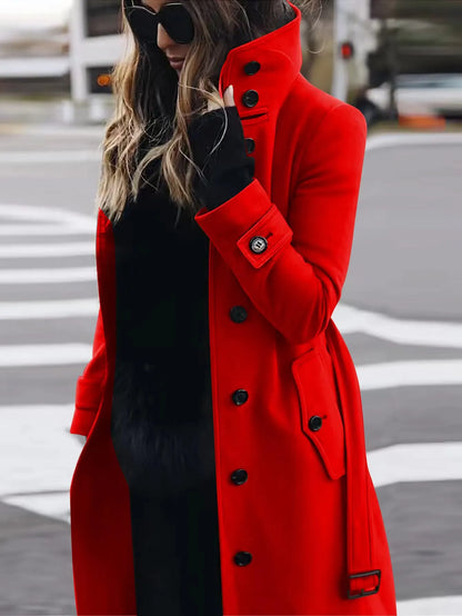 Manteau d'Hiver Femme à Col Rétro – Élégance et Chaleur Rouge