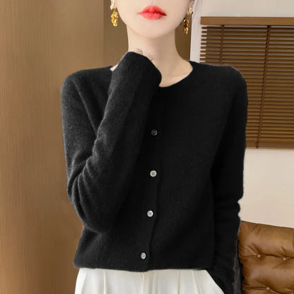 Cardigan en Mérinos 100% – Douceur et Élégance Printemps/Automne