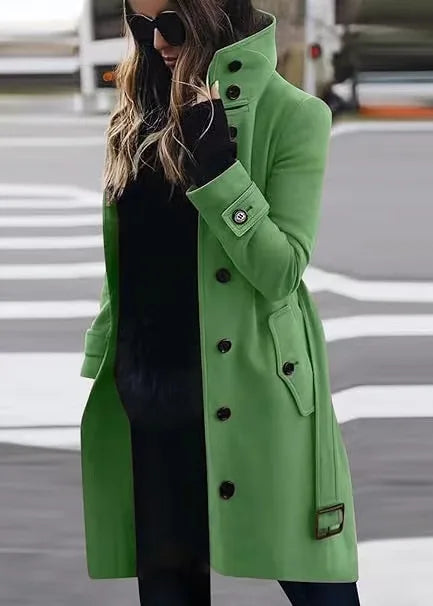 Manteau d'Hiver Femme à Col Rétro – Élégance et Chaleur Vert