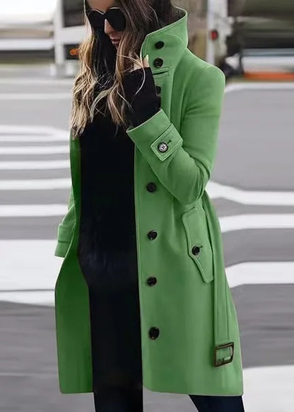 Manteau d'Hiver Femme à Col Rétro – Élégance et Chaleur Vert