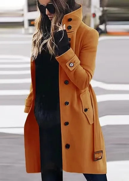 Manteau d'Hiver Femme à Col Rétro – Élégance et Chaleur Orange