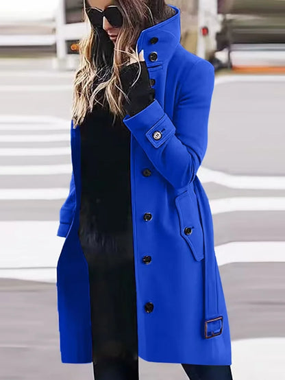 Manteau d'Hiver Femme à Col Rétro – Élégance et Chaleur bleu