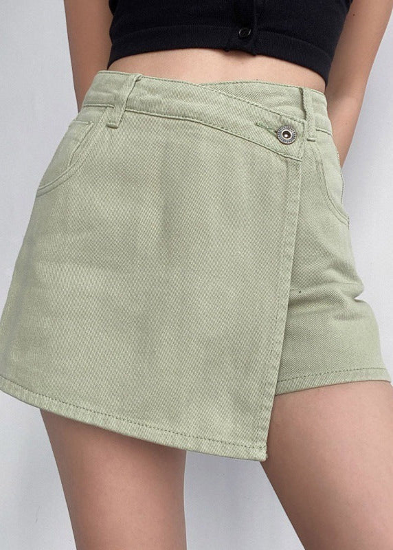 Jupe denim asymétrique anti-éclaircissements Vert