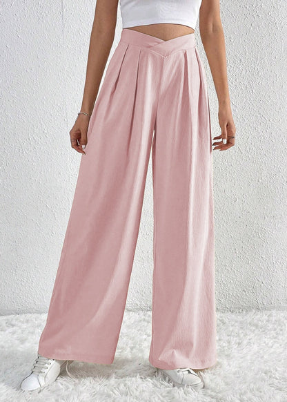 Pantalon large plissé femme été Pink