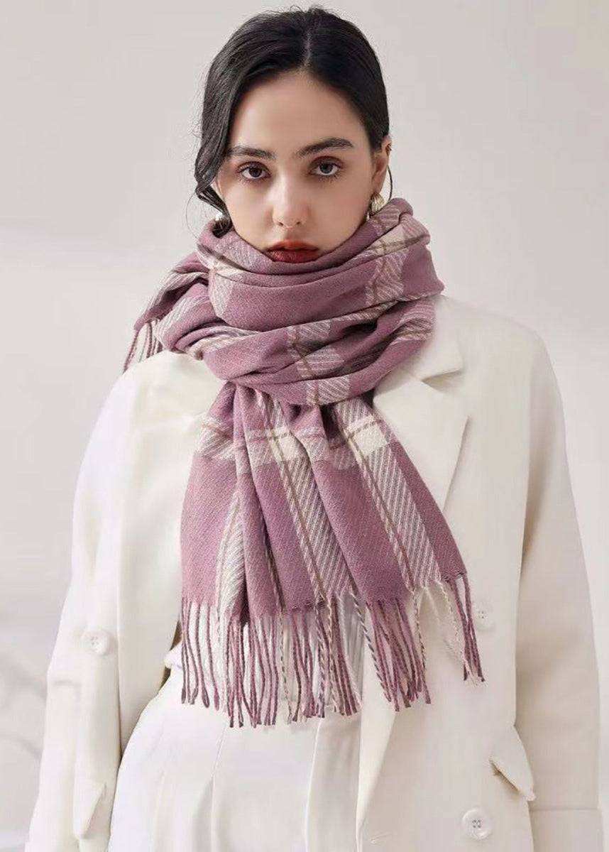 Écharpe plaid chaude hiver femme Violet Taille unique