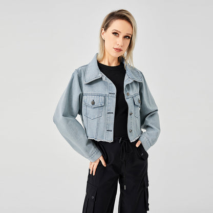 Veste Jean Vintage Effilée Bleu clair