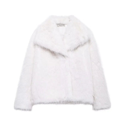 Veste duveteuse en fausse fourrure pour femme Blanc