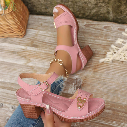 Sandales à Talons Hauts Grande Taille Été Pink