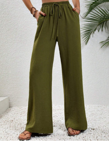 Pantalon Large Décontracté avec Cordon et Poches