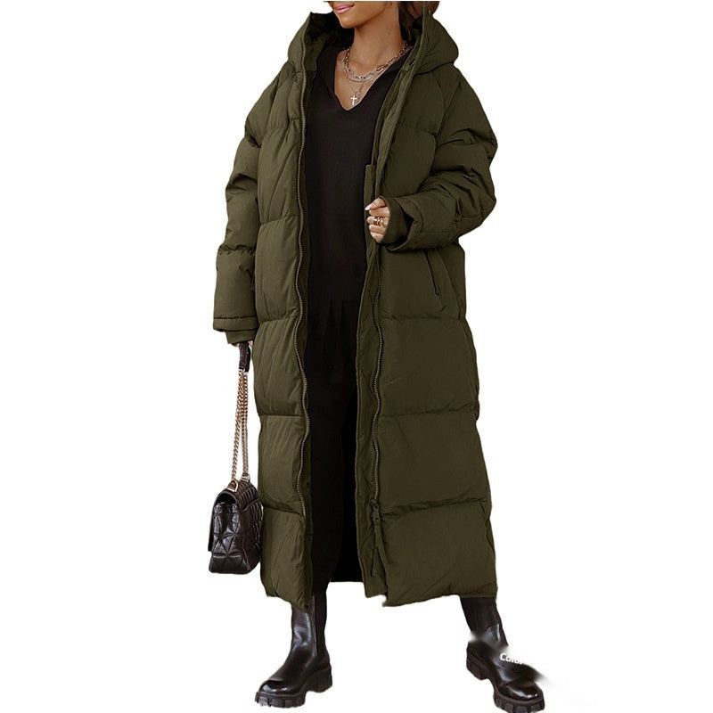 Manteau Lila Zippé à Capuche Vert armée