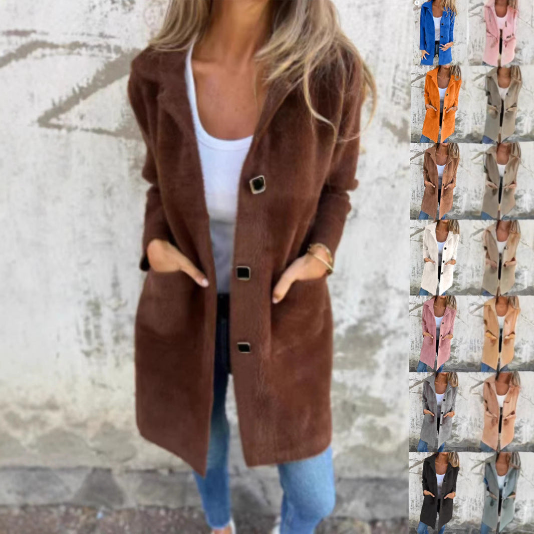 Manteau mi-long à col polo boutonné