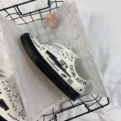 Chaussures Blanches en Toile Style Japonais pour Femmes
