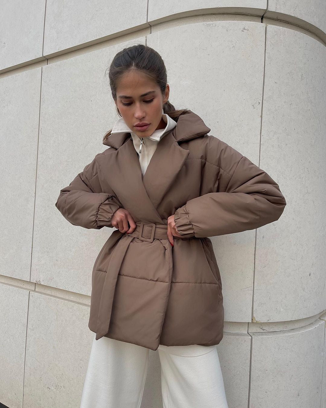 Manteau ceinturé femme – Élégance hivernale ! Chameau